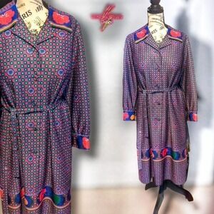 Vintage 1960’s Lady Mendel Mod Floral Goddess Midi Dress, Large